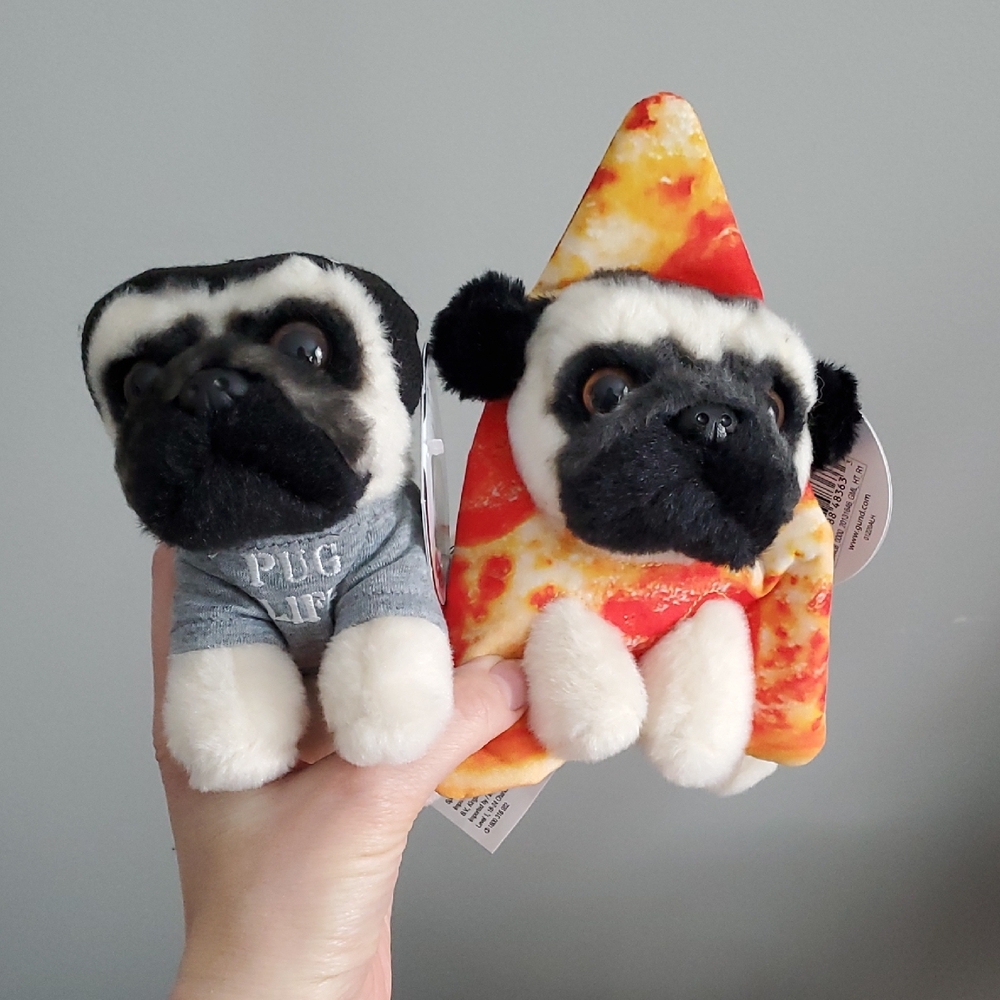 Pug Doug Dog Plush Toy Set Of 2 Pizza Lover Pug Life